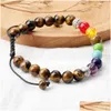 Beaded Tiger Eye Armband Justerbara 8mm Strands for Yoga Healing NCE - MENS OCH WOMENS 7 CHAKRA SMYCKE LEVERING ALLE