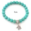 Mode Turquoise perles bracelets arbre hibou dauphin croix paume bracelets porte-bonheur pour homme femmes bijoux accessoires