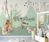 Wallpapers Bacal 3d Wallpaper Hand Painted Modern Green Forest Klein dier Concert Kinderen Achtergrond Decoratie Muurschildering