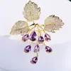 Pins Brooches Fashion Grape Copper Inlaid Cubic Zirconia Brooch Creative Pin Design Clothing Accessories Year Gift 230630