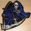 高Qualit Blue Death SkullsバイカーモーターサイクルクラブベストアウトローバイカーMCジャケットパンクアイアンパッチ203Q