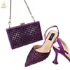 Sandaler QSGFC ARRIVER Cutout Style i Nigeria Italian Design Elegant Dpurple Color Ladies Shoes and Bag For Party Wedding 230630