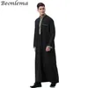 Beonelama Uomo Abiti musulmani sauditi Abaya Stand collar Smooth Thobe India Dress Jubah Abbigliamento islamico per uomo 3XL Homme Robes230Q