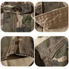 Herrpolos militär stil kamouflage skjorta män vår höst mode multi pocketcargo blus vintage casual lös mångsidig bomullstoppar 230630