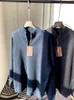 Giacche da uomo Maglione invernale in cashmere spesso con cerniera Cardigan a maniche lunghe Loro Piana Blu e nero