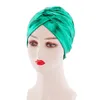 트렌디 트위스트 아프리카 인도 모자 반짝이 이슬람 Turban Hijab 여성 헤드 랩 이슬람 모자 Turbante Mujer Bonnet Chemo Cap