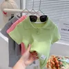 Kleidungsstücke 27 Jahre Mädchen für Mädchen für Mädchen 2 PCs Shortsleeved Polo -Hemd Hosen Hipster Boxenstreifenauswahl Street Style Children's 230630
