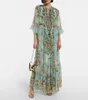 Designer Dress Bell Sleeve Floral Printed Loose and Comfortable Long