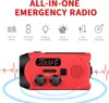 Radio Emergency Weather AM/FM NOAA Solenergi Wind Up Radio med SOS 2000MAH Power Bank för mobiltelefon och LED -ficklampa