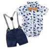 Clothing Sets Baby Boy Clothes Shark Outfit for Summer Short Sleeve Romper with Suspender Shorts s First Birthday P ograph 230630