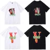 Men's fashion vlone Co-branding letterhead big V short sleeve t-shirts men's and women's loose half sleeve versatile personality t-shirts