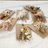 Suszone kwiaty trawy mini bukiet zestaw kopertowych kart z życzeniami