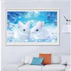 أجهزة كاملة مربع/جولة تدريبات DIY 5D Diamond Painting "Snow Rabbit" التطريز Cross 5D Decor Decor