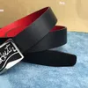 حزام Red Sole Mens Bremium Quality بحزام فاخر 40 مم مصمم للعلامة التجارية النسائية الحزام الأزياء غير الرسمي يمكن أن يكون كلا الجانبين مصنوعًا من جلد البقر الحقيقي مع Box 005