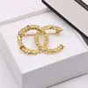 Brand Designer Double Letter Gold Silver Brooch Famous Women Pearl Rhinestone Crystal Brooch Suit Laple Pin Fashion Jewelry Accessories