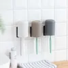 New 1set Toothpaste Dispenser Wall Mount Dust-proof Toothbrush Holder Wall Mount Storage Rack Bathroom Accessories Set Squeezer