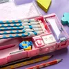 Çantalar Kalem Kılıfları Kawaii Büyük Kalem Kutusu Unicorn Kalem Kılıfı Japon Estuches Escolares Çok Fonksiyonlu Quicksand ve Okulu Sevimli Koşan