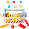 خشبية لعبة لعبة ألغاز Dissassembly Kids Toolbox Toy Set Simulation MultiFunctional Repair Repans Carpenter أداة صبي