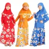 Vêtements ethniques Enfants Musulman Abaya Dubaï Moyen-Orient Islamique Turc Imprimer Robe De Soirée Hijab Enfants Filles Écharpe Caftan Robe Ji260H