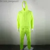 Sweats à capuche pour hommes Sweat-shirts Style vert fluo Survêtement de mode pour hommes Solide 2 pièces Sweat à capuche à manches longues Pantalon de survêtement décontracté Combinaison de sport pour hommes est OMSJ 220714 Z230701