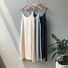 Basic Casual Dresses Spring summer Woman Tank Dress Casual Satin Sexy Camisole Elastic Female Home Beach Dresses v-neck camis sexy dress 230630