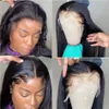 Syntetiska peruker HD spetsar främre mänskliga hår rakt 13x4 13x6 transparent frontal före plockad för kvinnor 230630