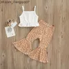 أطقم الملابس مجموعات الملابس Citgeett Summer Kids Toddler Baby Girl Clothes Set الصلبة متماسكة مضلع كشكش بلا أكمام بلايز الأزهار طباعة متوهج بنطلون 230331 Z230701