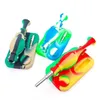 Novo Bong Fumar Colorido Silicone Oil Rigs Dry Herb Tobacco Nails 14MM Ponta Palha Dabber Colher Portátil Narguilé Shisha Waterpipe Bubbler Filter Handpipes Holder DHL