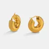 Hoop Huggie Stylish 18K Gold Plated Stainless Steel Hoop Earrings For Women Unique Snail Shell Hollow Earrings Jewelry Accessories 230630