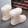 Sneakers Girls' Snow Boots Winter New Cotton Children's Shoes Leather Top Children's Cotton Shoes Girls' Student Short BootsHKD230701
