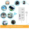 Rideaux Brésil WiFi Smart Power Strip avec 4 points de vente 4USB PORTS, 1,4M Extension La voix de la rallonge fonctionne avec Alexa, Google Home