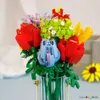 Bloki kwiatowe romantyczne kwiaty bukietowe bloki składowe małe cząsteczki ze zmontowanymi zabawkami dla dziewczynki prezent urodzinowy R230701