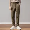 Mannen Broek Lente Herfst Chino Mannen Casual Dunne Basic Straight Fit Werk Broeken Streetwear Mode Bodems Kaki Trends 230630