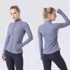 LU-008 Definiera Yoga Jacket Slim With Fitness Autumn Solid Breattable Lu Workout Gym Coat Running Sport Sweatshirts dragkedja täta toppar Lulemon