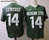 Ed 9 Kenneth Walker III MSU Football Jersey White Green 14 Brian Lewerke Jerseys