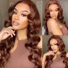 Nxy 30 Polegadas Auburn Reddish Brown Wig Colored Lace Front Wig Synthetic Body Wave Lace Frontal Perucas Para Mulheres Negras Marrom Chocolate 230524