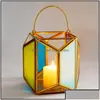 Candle Holders Lantern Tea Light Stand Candleholders Geometric Trapezoid For Living Room And Bathroom D Dhfq5