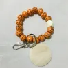 baseball keychain Football wooden bead key chain basketball leather ball wood beads hand keychain printing flower and7844019