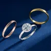 YBO Custom 3PCS Wedding Ring Women S925 Sterling Silver Gold Plated Fine Jewelry Engagement Moissanite Rings