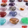 Stone 25mm Love Hearts Natural Crystal Craft Seven Color Turquoise Rose Quartz Naked Stones Hjärtprydnader Handhandtag Pieces Drop Dhcqi