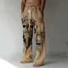 Mannen Broek Schedel Rechte Broek 3D Print Elastisch Trekkoord Ontwerp Voorvak Strand Skelet Grafische Prints Comfort 230630