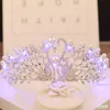 Wedding Hair Jewelry Vintage Crystal Pearl Swan Crown Bride Luminous Crown Wedding Jewelry Crystal Diadem with LED Light Girls Birthday Party Tiara 230630