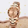 Kvinnors klockor Toppar Kvinnor Watches Luxury Brand Biden Ladies Gift Quartz rostfritt stål Armbandsur Business Calendar Rose Gold Watches 230630