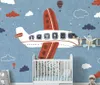 Wallpapers Bacal Custom 3D Wallpaper Mural Hand-painted Boy Children's Room Bedroom American Cartoon Airplane Background Wall Decoration