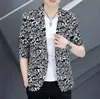 Męskie garnitury Blazers Mens Printing Cienka kurtka Top Summer Fashion Slim Fit Mały garnitur swobodny płaszcz górny HDZBG 230630