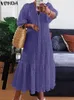 Urban Sexy Dresses Plus Size 5XL VONDA Women Shirt Dress 2023 Summer V Neck Buttons Half Sleeve Long Maxi Vestidos Bohemian Elegant Party Robe 230630