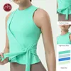 LL Canotta Ebb Color Yoga Vest Donna Cravatta Pilates Sport Runing Canotta Pullover Fiess Gym Trainning Wear Estate O-Collo Activewear