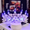 Gioielli per capelli da sposa Corone per le donne Accessori da sposa Corona luminosa Tiara Accessori per Halloween per le donne Sposa Copricapo da sposa Luce blu 230630