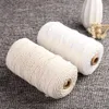 Duurzaam 200 m Wit Katoenen Koord Natuurlijke Beige ed Koord Touw Craft Macrame String DIY Handgemaakte Home Decoratieve supply 3mm267t