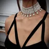 Choker Chokers Luxury Multi Layered Crystal Necklace Gold Silvery Big Bib stor krage Uttalande Boho Etniska sommarsmyckenchokers